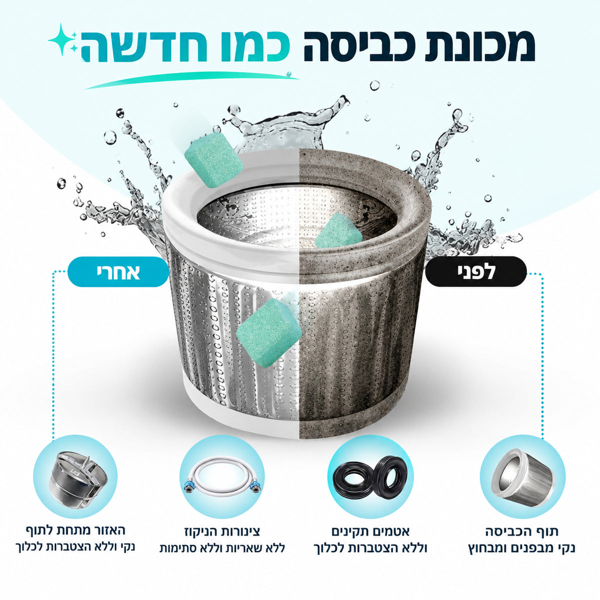 טבליות לניקוי מכונת הכביסה ELYMONT